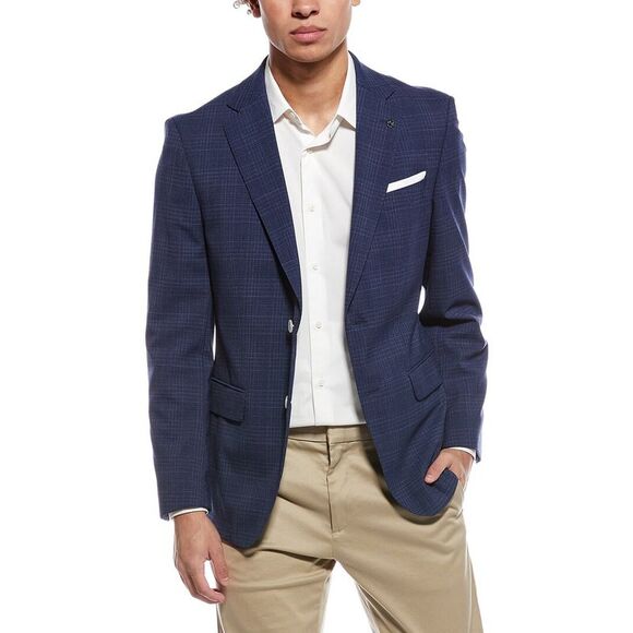 Hugo Boss MensHutson Wool-Blend Slim Fit Blazer Blue